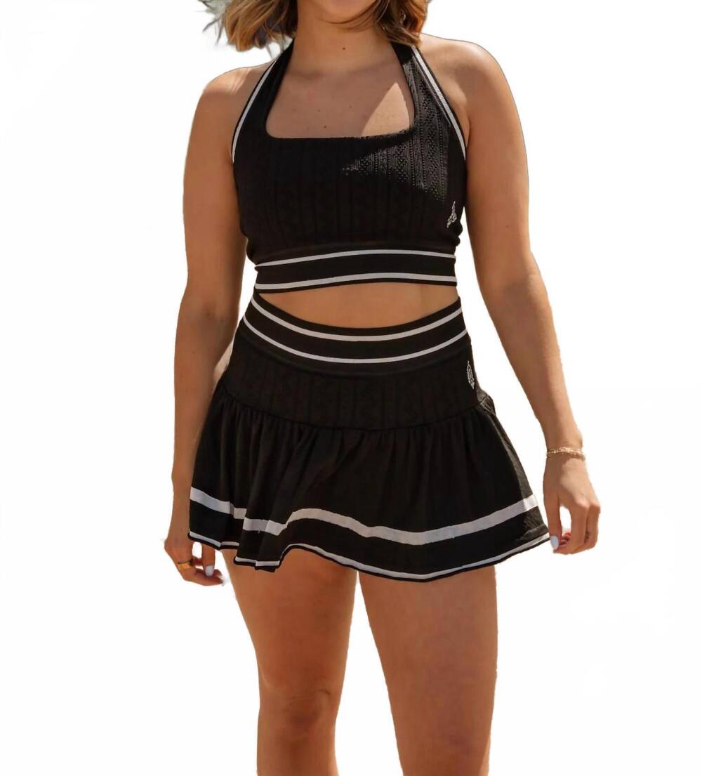 NEW FREE PEOPLE advantage halter neck crop top and mini skirt set in black